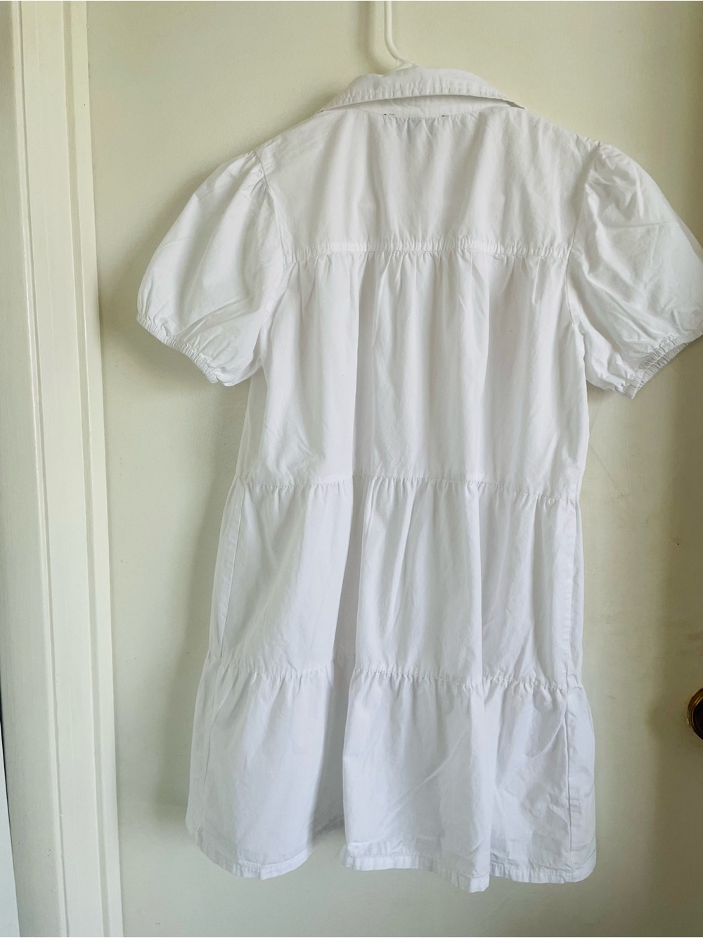 Derek Heart White Button-Front Puff Sleeve Mini Blouse Dress - Picture 3 of 6